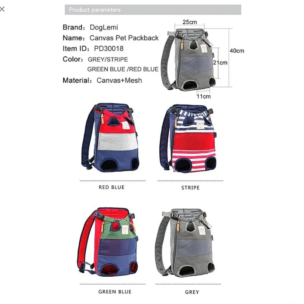 DogLemi Canvas Pet Carrier Backpack – Small Dog / Cat – New with Tags
